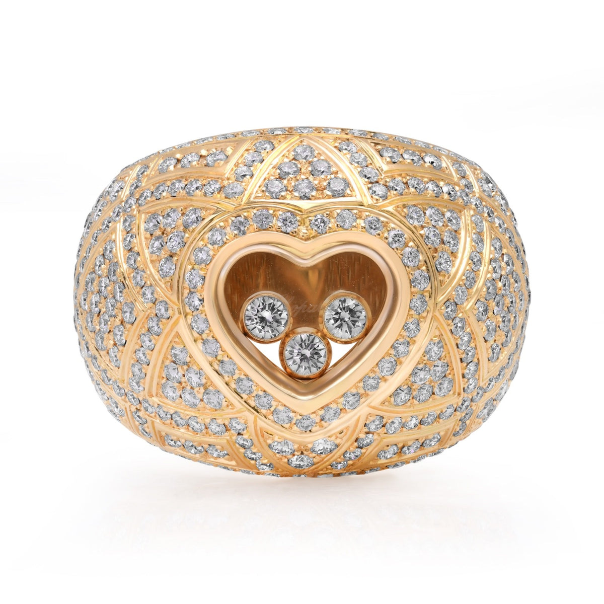 Chopard Happy Diamonds Heart Ring 18K Yellow Gold 1.10ct Diamonds w/ Box Cert