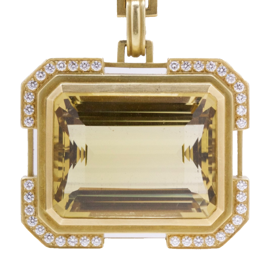 Barry Kieselstein-Cord 18K Gold 70ct Citrine Diamond Pendant 70g 1997