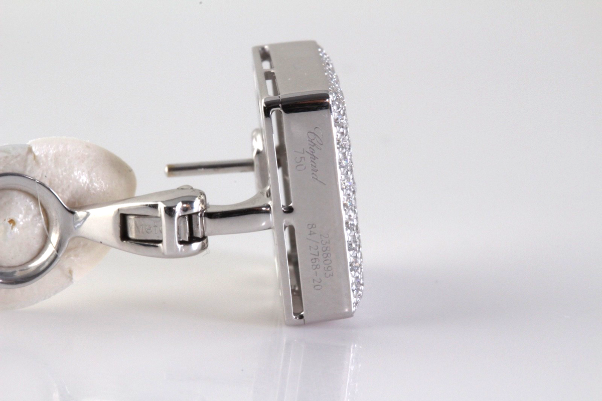 Chopard Happy Diamonds Earrings 18K White Gold 2.02ct Diamonds w/Box & Cert