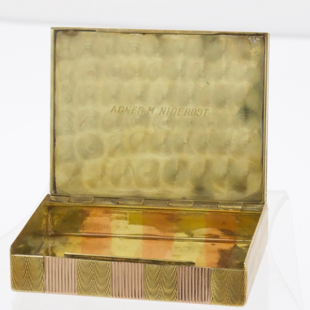 Antique 14K Two-Tone Rose Yellow Gold Cigarette Box Niderost & Taber SF 115g