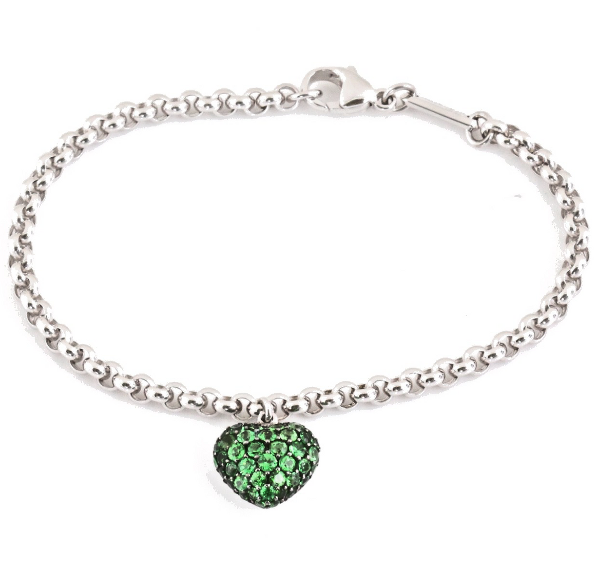 Chopard 18k White Gold Bracelet Tsavorite Heart Charm 43 Tsavorite =1.30ct