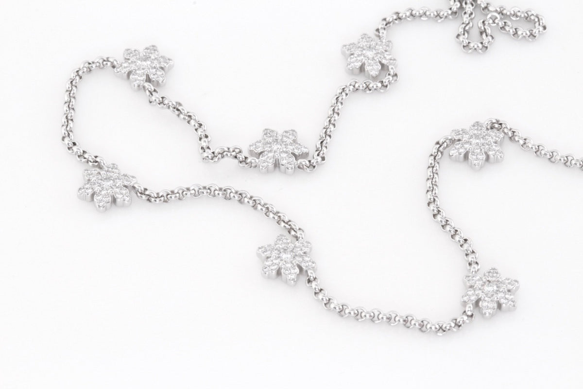 Chopard Diamond Flower Necklace 18K White Gold 0.63ct Diamonds w/Cert & Box