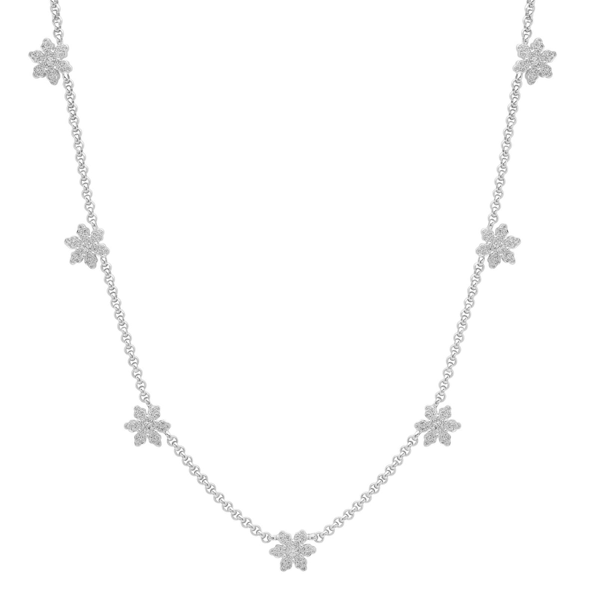 Chopard Diamond Flower Necklace 18K White Gold 0.63ct Diamonds w/Cert & Box