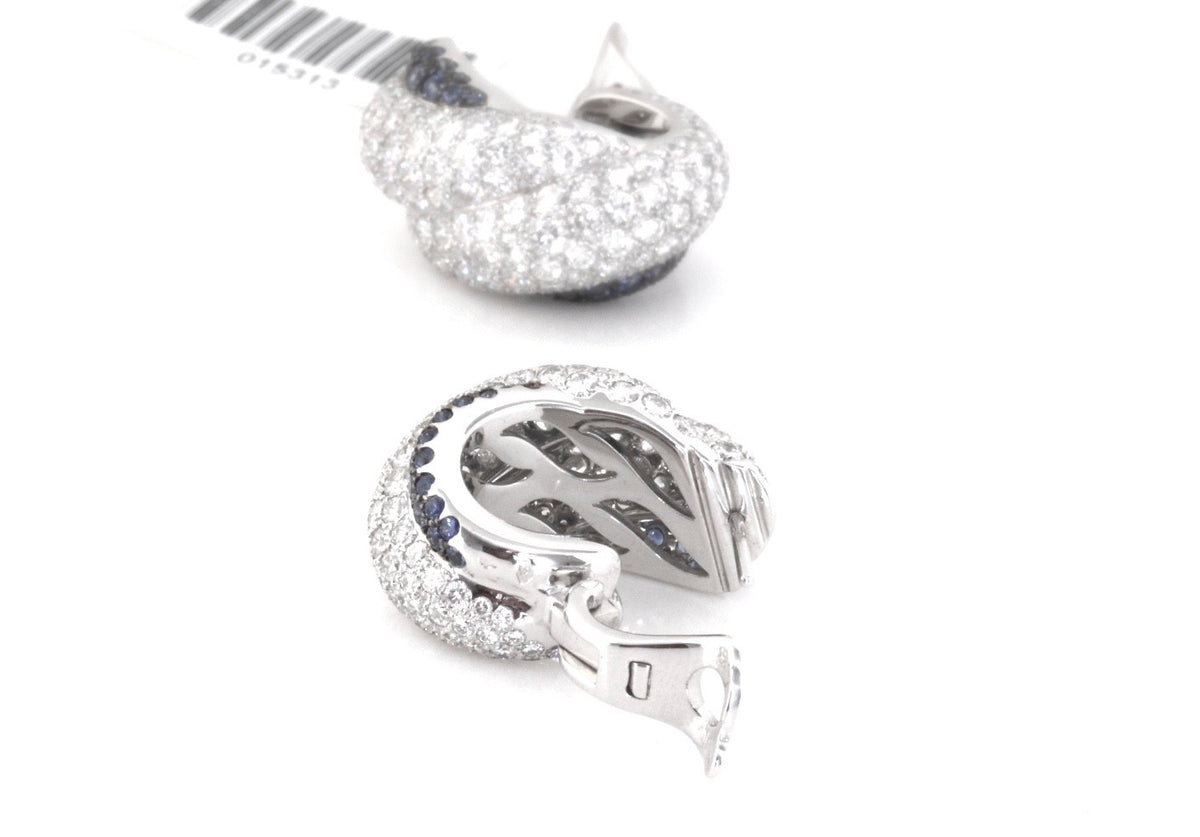Chopard Diamond Sapphire Earrings 10.74ct 18K White Gold w/Box & Certificate