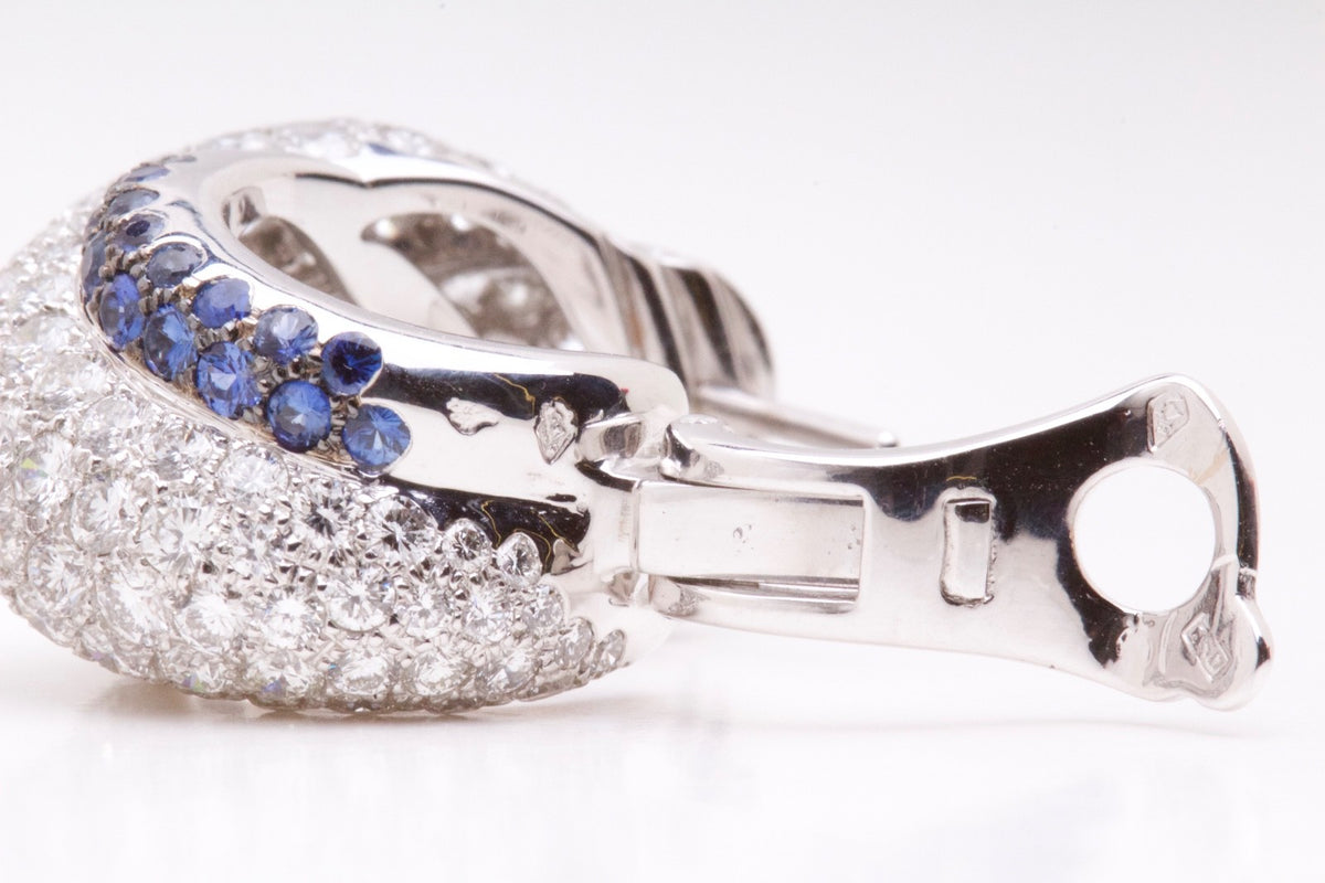 Chopard Diamond Sapphire Earrings 10.74ct 18K White Gold w/Box & Certificate